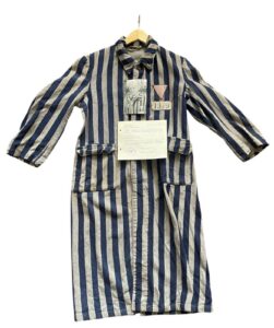 Pink Triangle Nazi Concentration Camp Prisoner Uniform Artifact Exhibit.