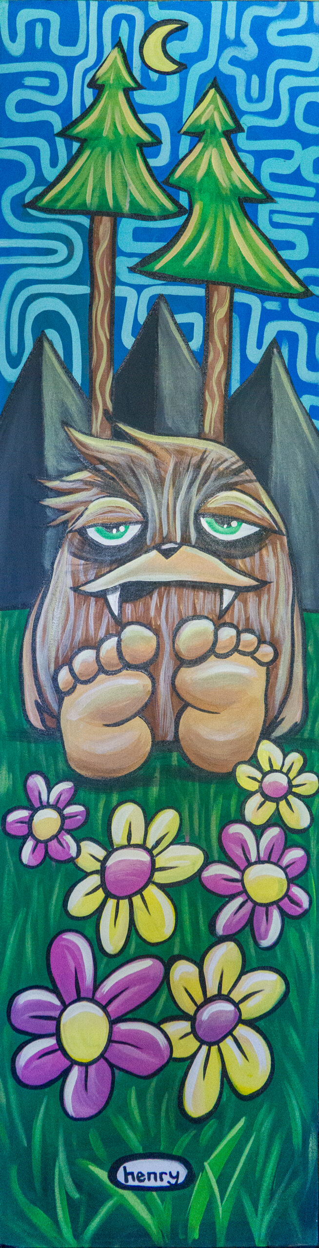 Original Ryan "Henry" painting titled Baby Sasquatch