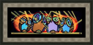 In Our Blessed Brood by David Le Batard (LEBO), featuring a vibrant, colorful painting of his iconic owls